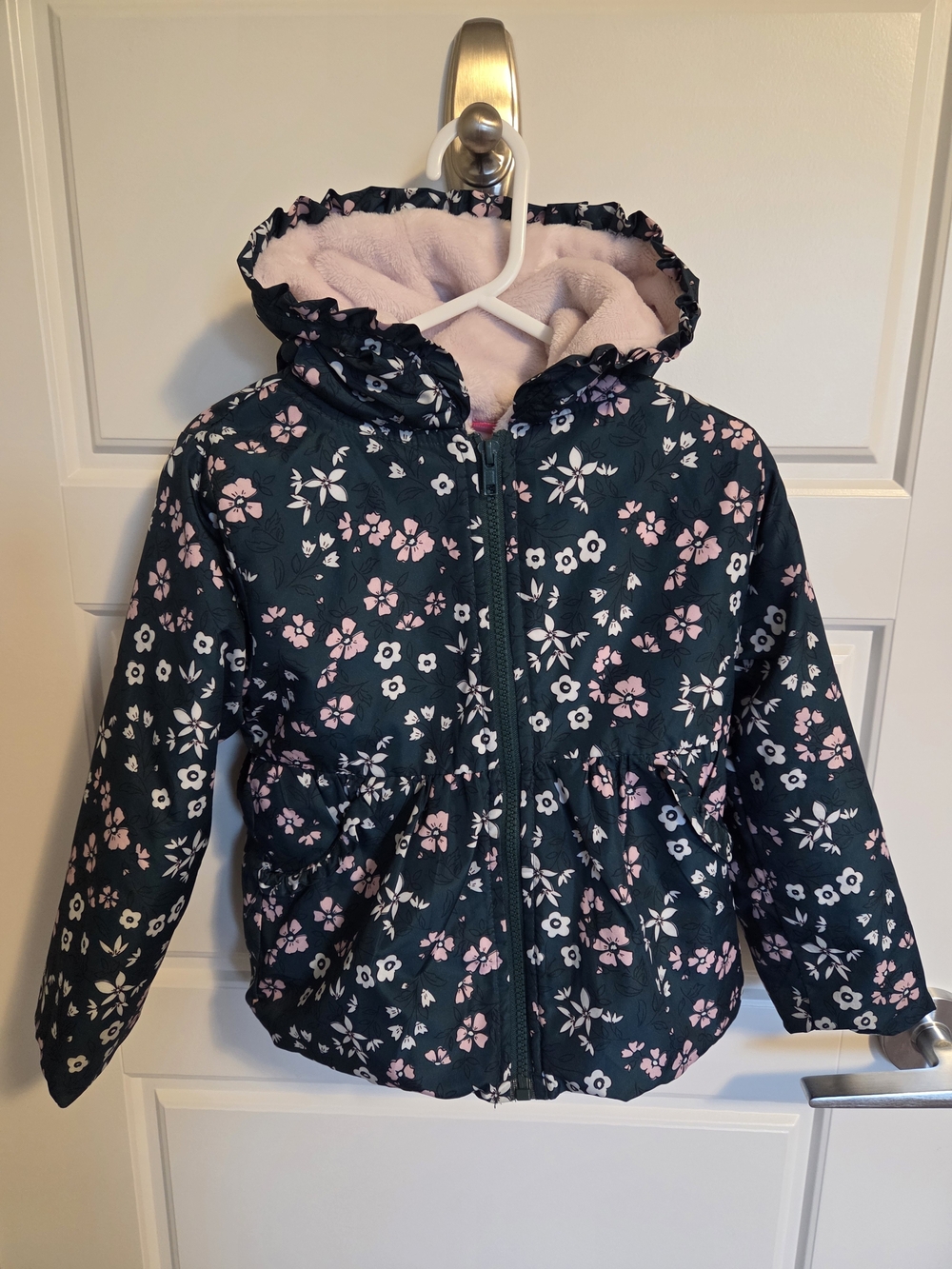 Penelope Mack Girls Fall Jacket Size 4 Floral Hooded Outerwear Coat PocketsGreen